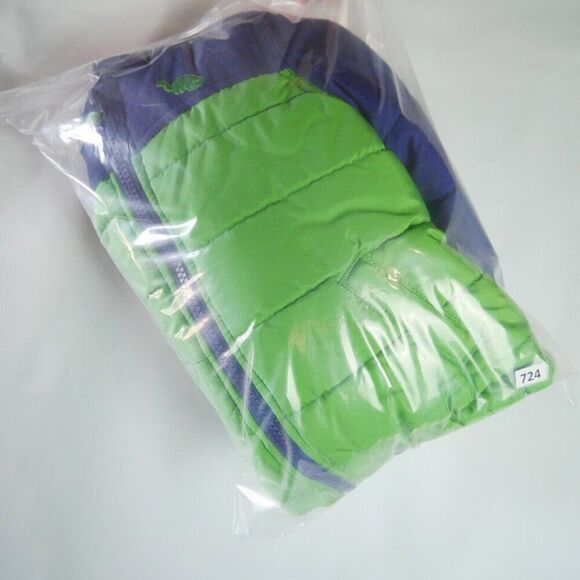 Little Me Baby Boys' 12M Quilted Puff Jacket Green Fleece Lined Front Zip Hood - Picture 11 of 11